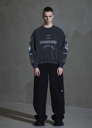 Graphic Printed Crewneck - Grå