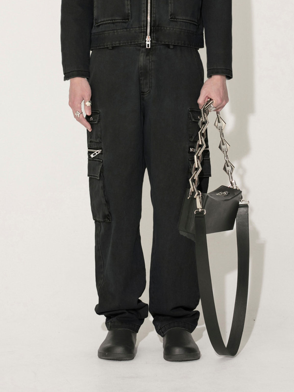Cotton Cargo Trousers - Black