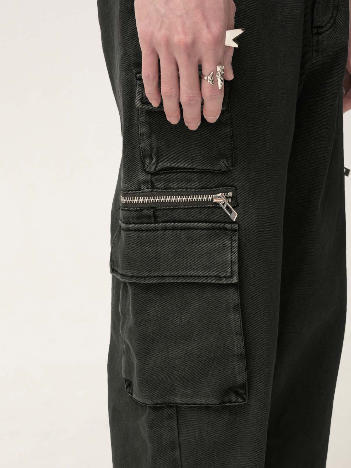 Cotton Cargo Trousers - Black