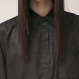 Jacquard Boxy Shirt LS - Black