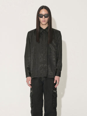 Jacquard Boxy Shirt LS - Black