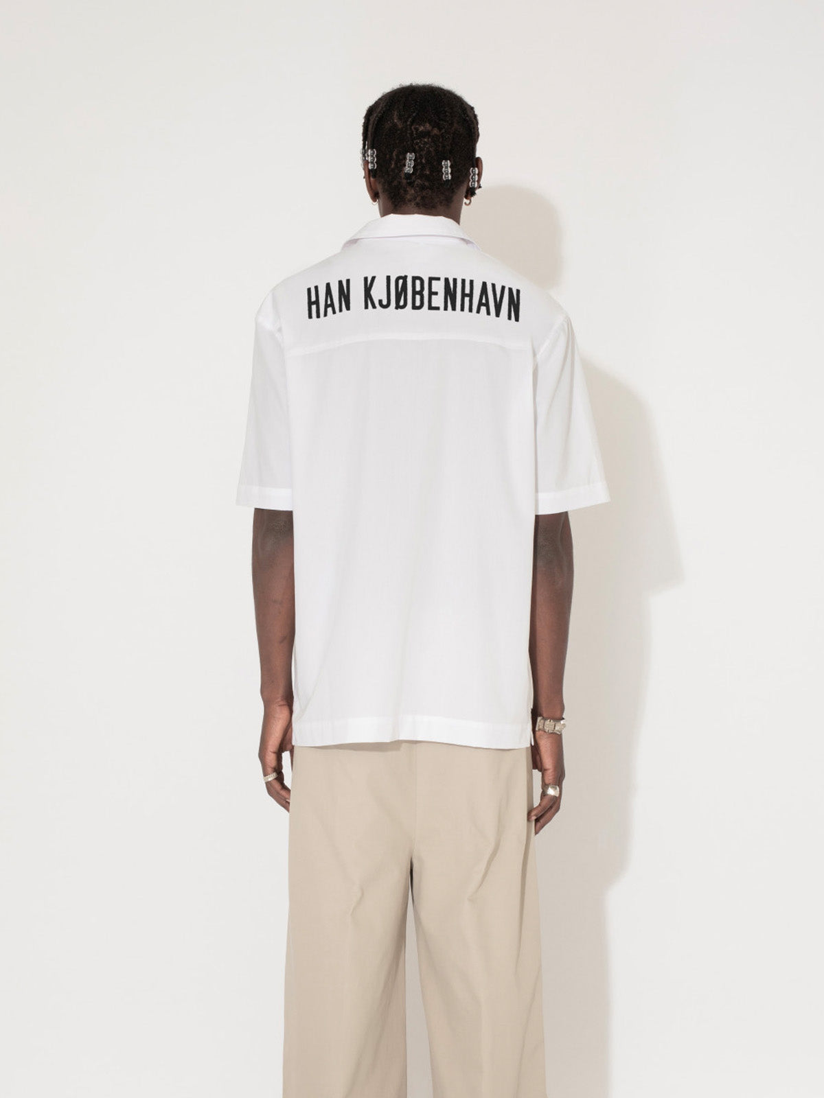 Logo Cotton Poplin Camp-Collar - White