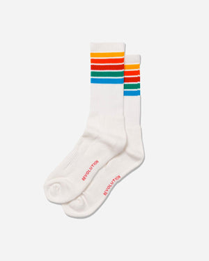 8903 Jaquard Crew Sock - White