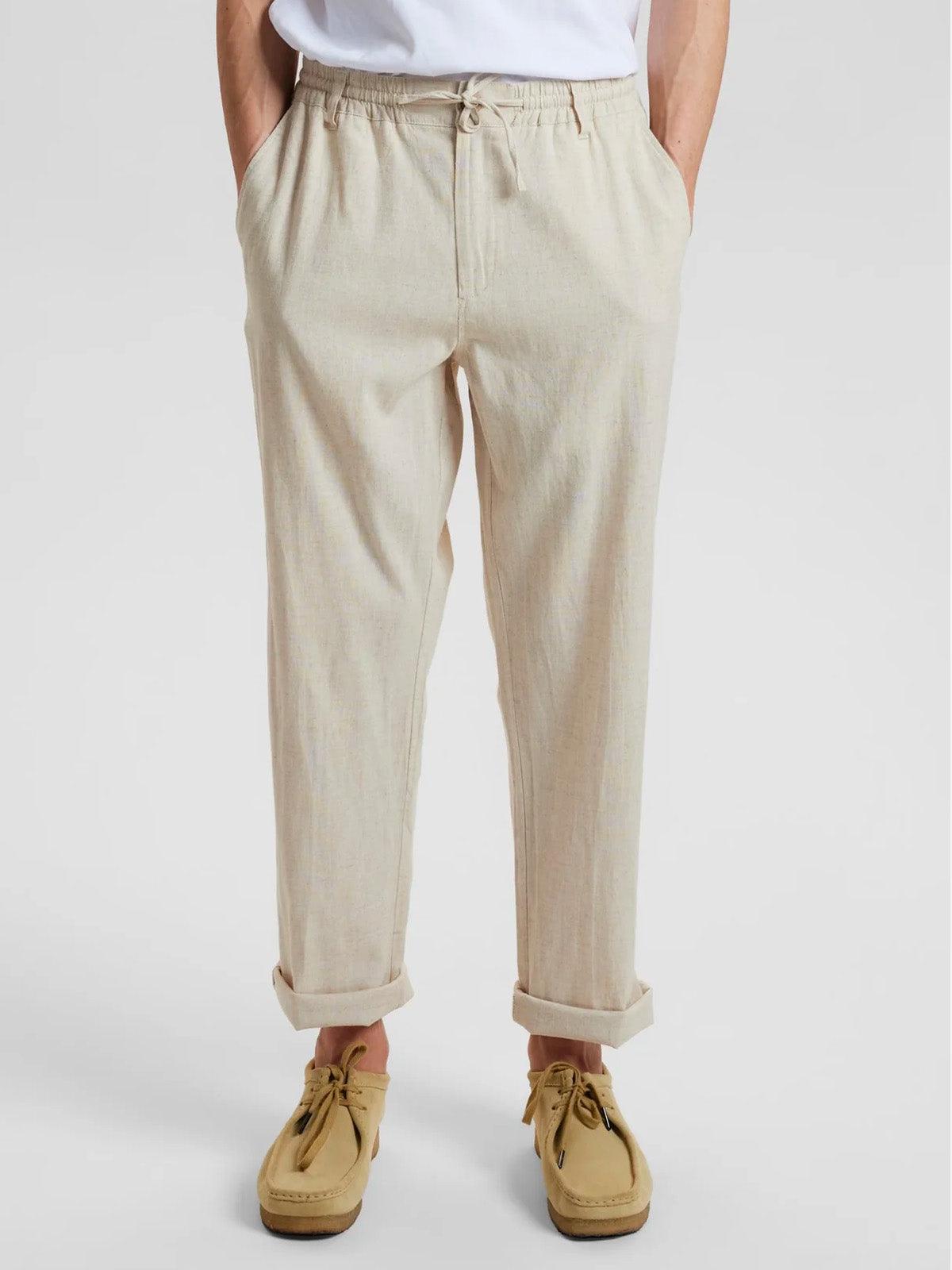 Akjan Elastic Linen Pants - Brown Rice - Anerkjendt - Kul og Koks