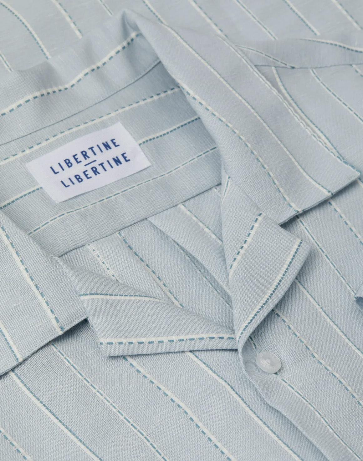 Cave 2205 SS Shirt - Light Blue Stripe - Libertine-Libertine - Kul og Koks