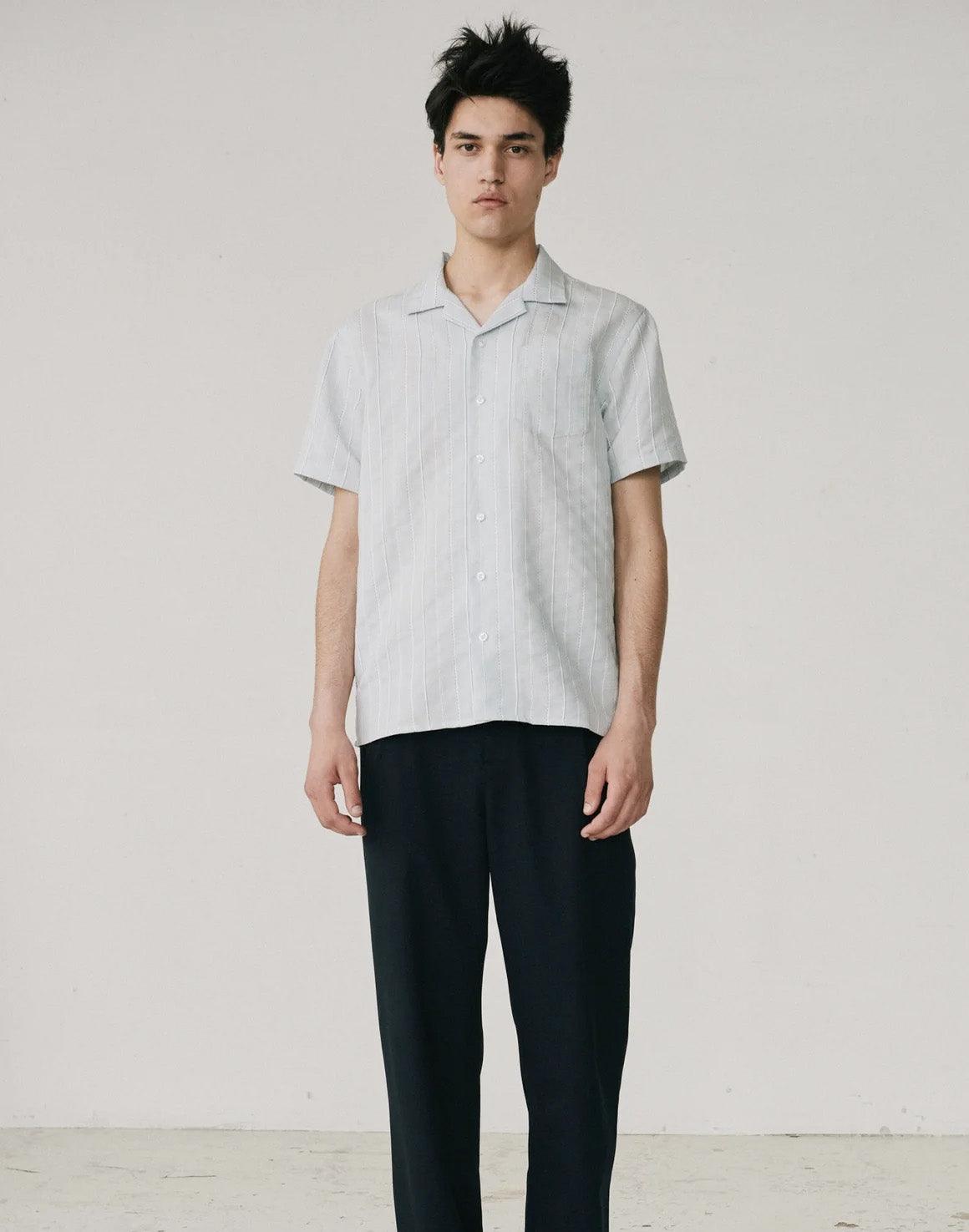 Cave 2205 SS Shirt - Light Blue Stripe - Libertine-Libertine - Kul og Koks