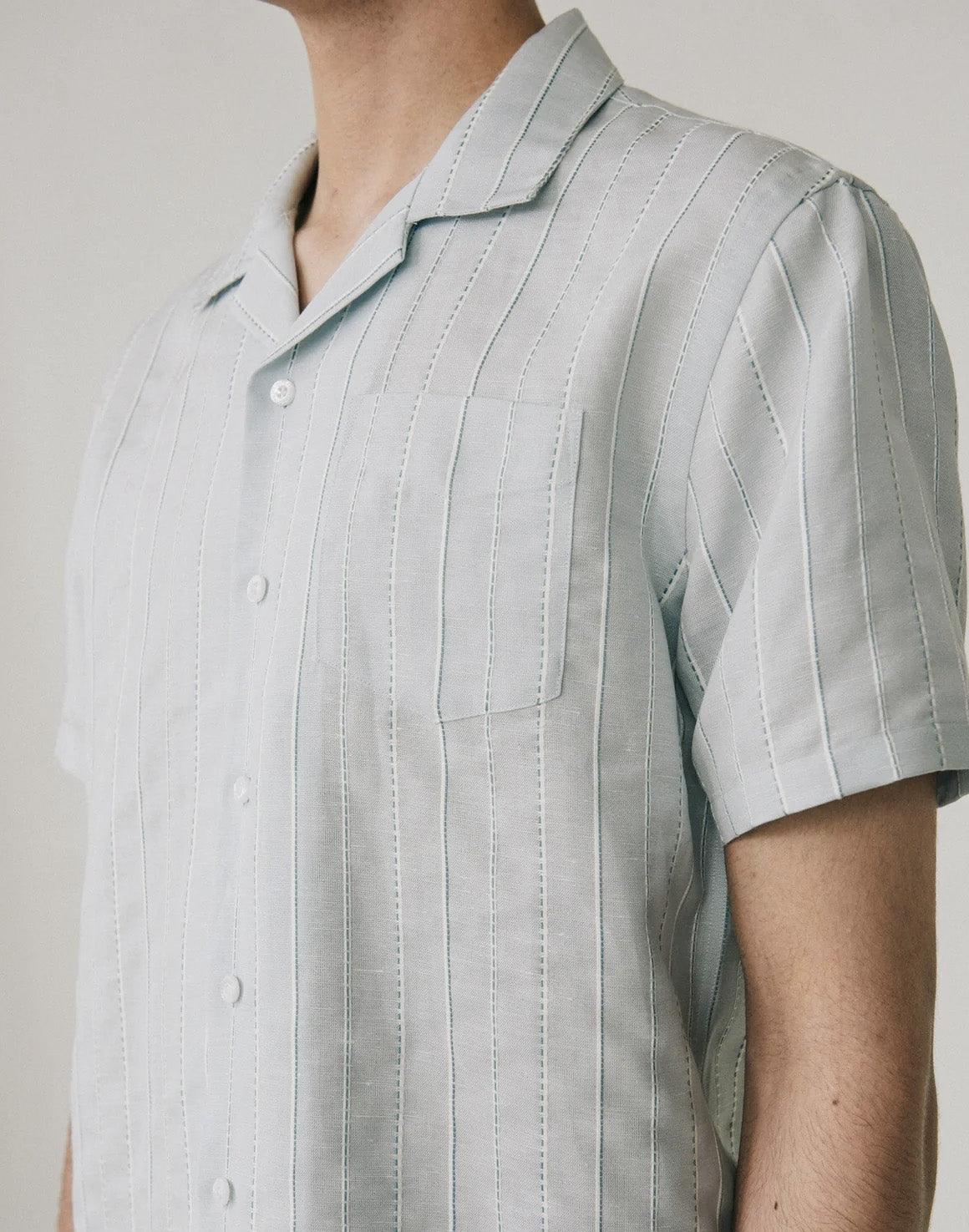 Cave 2205 SS Shirt - Light Blue Stripe - Libertine-Libertine - Kul og Koks