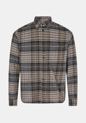Liam Check Overshirt Faded Sky Blue