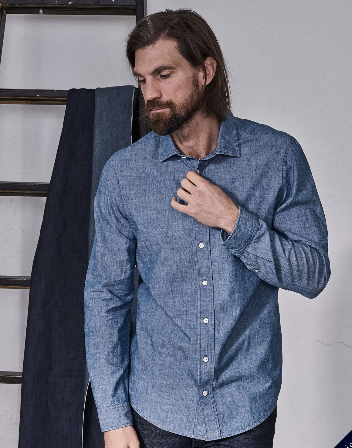 Miguel Chambray Shirt - Blå - Blue de Genes - Kul og Koks