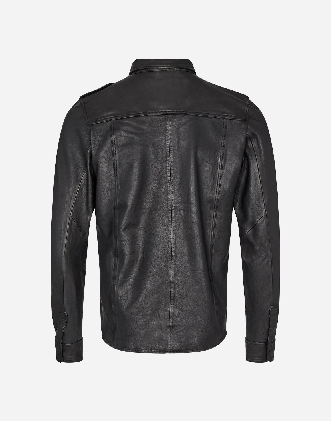 Ollie Leather Overshirt - Sort - Mos Mosh Gallery - Kul og Koks
