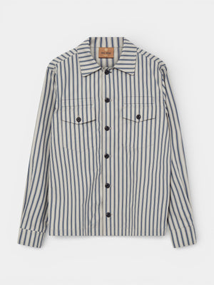 Marcello Stripe Overshirt - Estate Blue