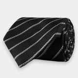 Striped Silk Tie - Black