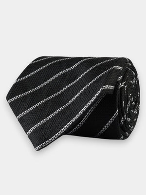 Striped Silk Tie - Black