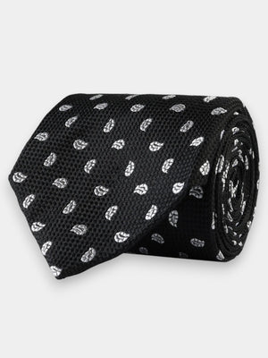 Paisley Silk Tie - Black
