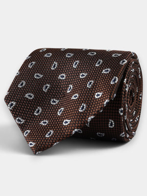 Paisley Silk Tie - Dark Brown