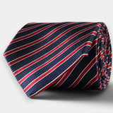 Striped Silk Tie - Navy/Red