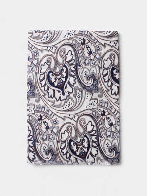 Paisley Wool Scarf - Cream