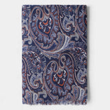 Paisley Wool Scarf - Navy