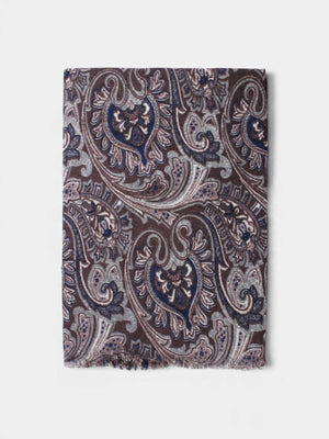 Paisley Wool Scarf - Brown