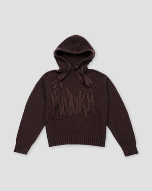 Aran Hoodie Knit - Tobacco