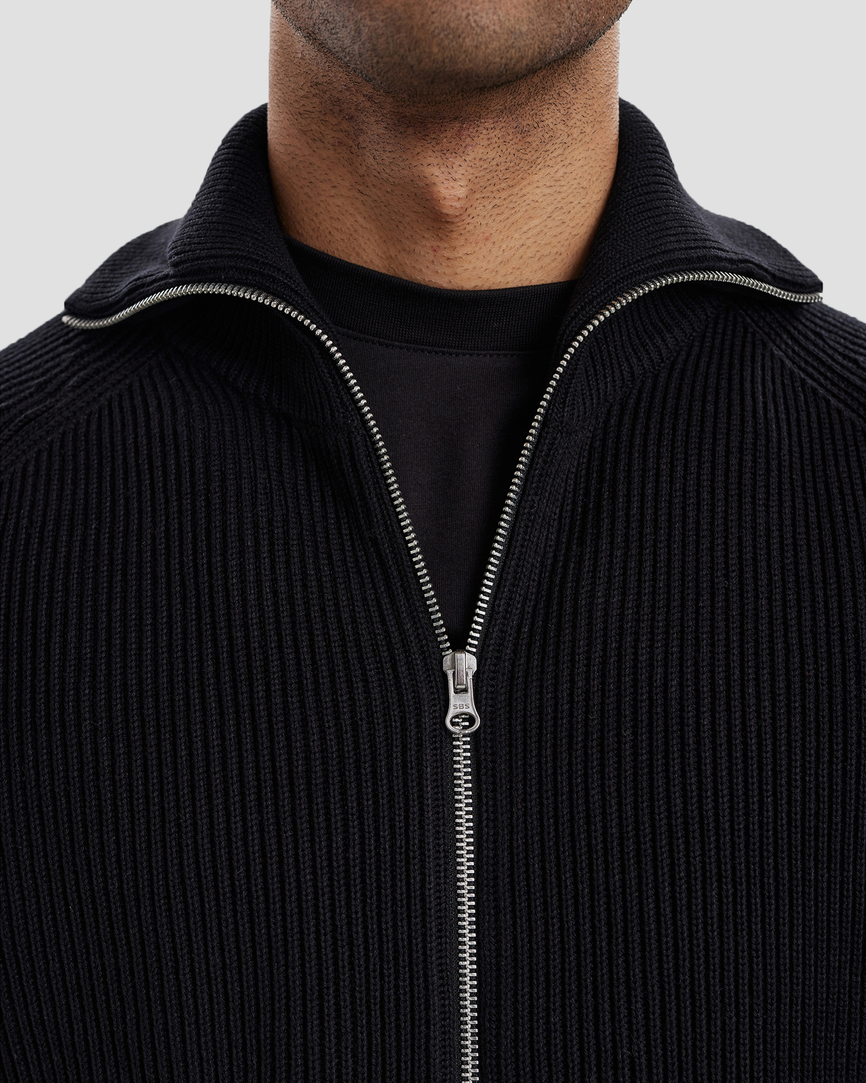 Knitted Full Zip - Black