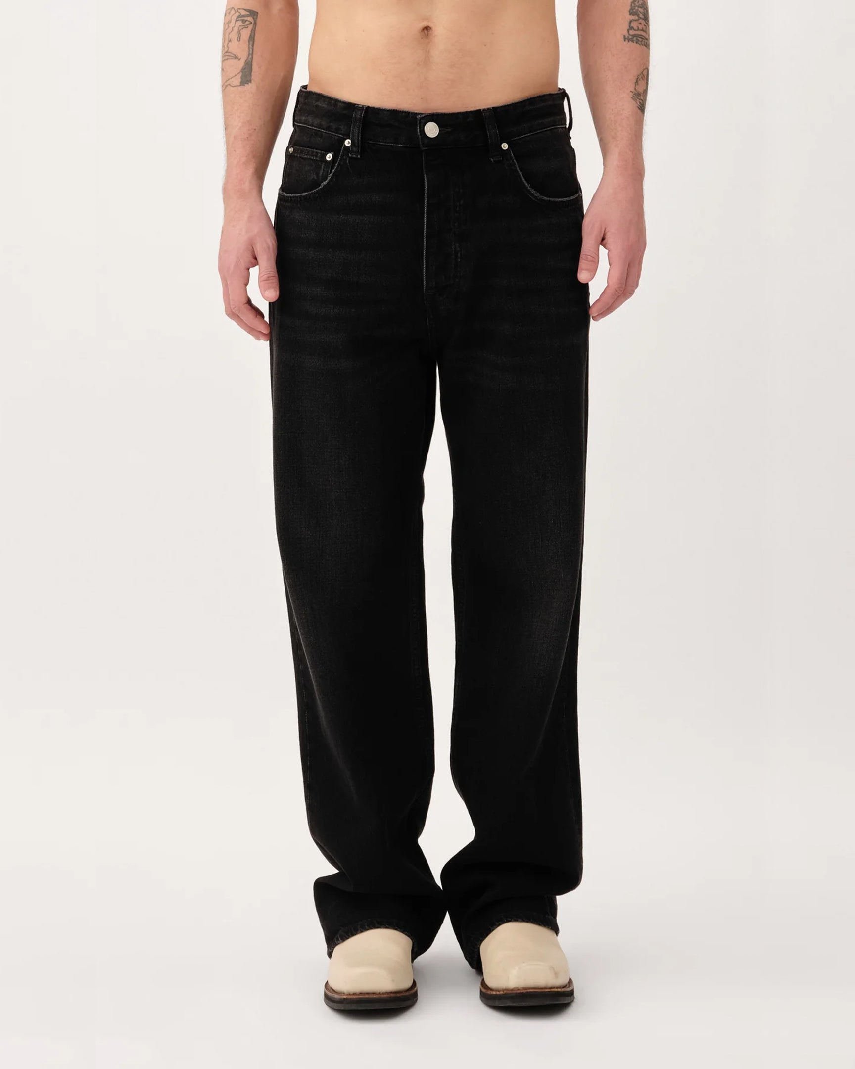 Genoa Original Black Jeans -  Coated Denim