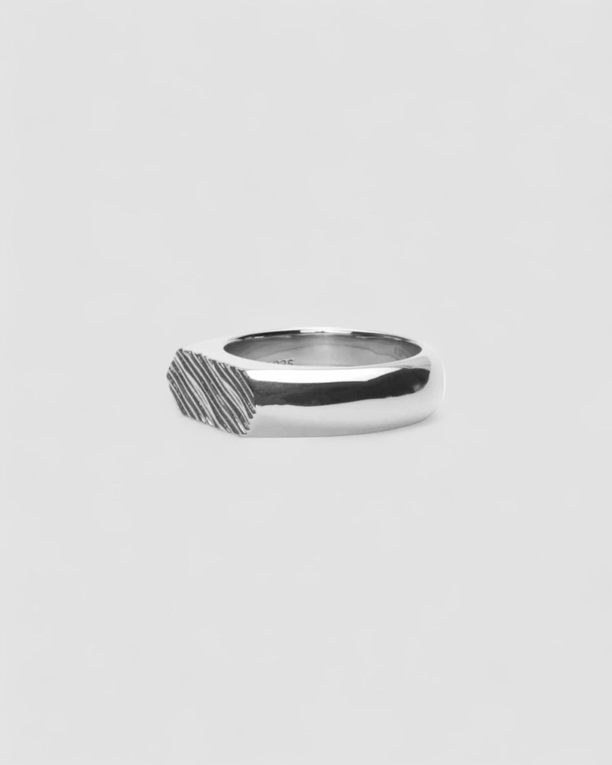 Mini Brushed Hexagon Ring - Silver