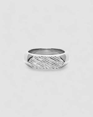 Mini Brushed Hexagon Ring - Silver