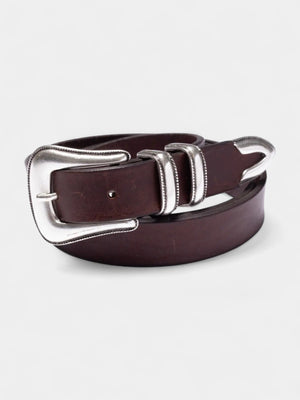 Western Silver Belt - Dark Brown