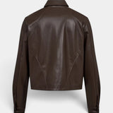 Faux Leather Overshirt - Dark Brown
