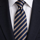 Striped Silk Tie - Navy