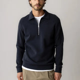 Abel Zip Polo Sweatshirt - Navy