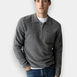 Ryan Soft Polo Knit - Charcoal Melange