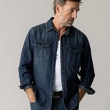 David Snap Denim Shirt - Dark Blue