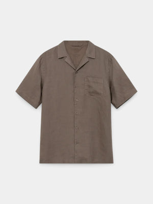 Theo Linen Cuban Shirt - Chocolate Chip