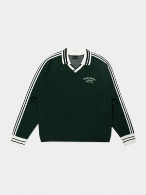 Olive Polo - Black Stripes