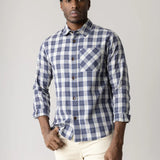 David Spring Check Shirt - Estate Blue