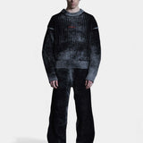 Printed RIb Knit - Washed Black