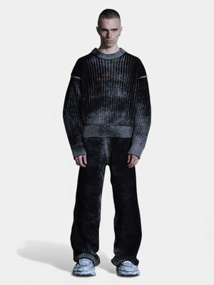 Printed RIb Knit - Washed Black