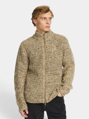 Zipped Knit Cardigan - Offwhite