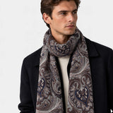Paisley Wool Scarf - Brown