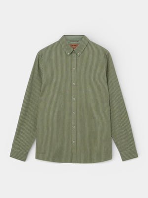 Theo Linen Stripe Shirt - Watercress