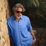 Theo Linen SS Shirt - Silver Lake Blue