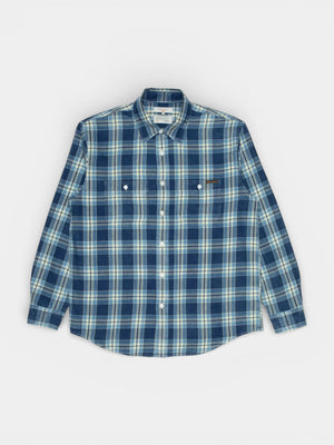 Julian Worker Shirt - Checked indigo
