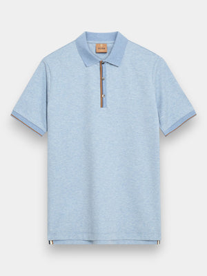Harvey Polo SS Tee - Light Blue Melange