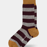 Barton Stripe Wool Socks - Maroon