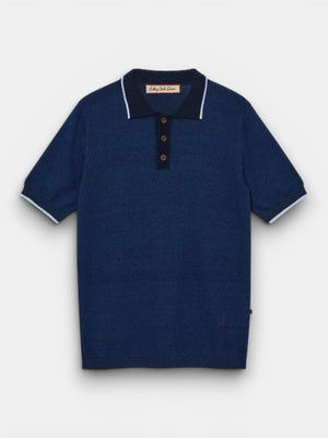 Francesco SS Knit Polo - Indigo Blue