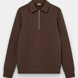 Abel Zip Polo Sweatshirt - Chocolate Brown