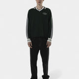 Olive Polo - Black Stripes