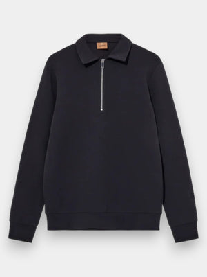 Abel Zip Polo Sweatshirt - Navy